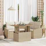 vidaXL Tuin Eettafel Set met kussen 5 pcs Zwart en Crème