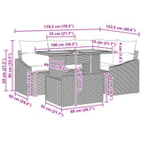 vidaXL Tuin Eettafel Set met kussen 5 pcs Zwart en Blauwgroen