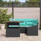 vidaXL Tuin Eettafel Set met kussen 5 pcs Zwart en Blauwgroen