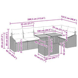 vidaXL Tuin Eettafel Set met kussen 7 pcs Zwart en Crème