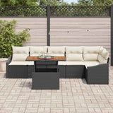 vidaXL Tuin Eettafel Set met kussen 7 pcs Zwart en Crème