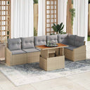 vidaXL Tuin Eettafel Set met kussen 7 pcs Zwart en Crème