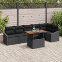 vidaXL Tuin Eettafel Set met kussen 7 pcs Zwart en Crème