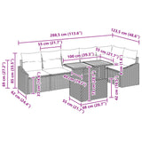 vidaXL Tuin Eettafel Set met kussen 7 pcs Zwart en Blauwgroen