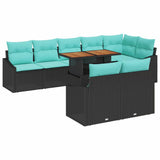 vidaXL Garden Dining Set with Cushions 9 pcs Black and Teal