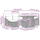 vidaXL Tuin Eettafel Set met kussen 7 pcs Zwart en Crème
