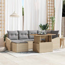 vidaXL Tuin Eettafel Set met kussen 7 pcs Zwart en Crème