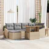 vidaXL Tuin Eettafel Set met kussen 7 pcs Zwart en Crème