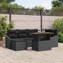 vidaXL Tuin Eettafel Set met kussen 7 pcs Zwart en Crème