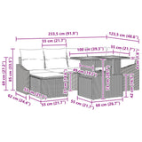vidaXL Tuin Eettafel Set met kussen 7 pcs Zwart en Blauwgroen