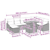 vidaXL Tuin Eettafel Set met kussen 9 pcs Zwart en Crème