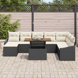 vidaXL Tuin Eettafel Set met kussen 9 pcs Zwart en Crème