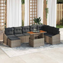 vidaXL Tuin Eettafel Set met kussen 9 pcs Zwart en Crème
