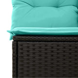 vidaXL Tuin Eettafel Set met kussen 9 pcs Zwart en Blauwgroen