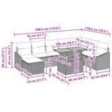 vidaXL Tuin Eettafel Set met kussen 9 pcs Zwart en Blauwgroen