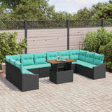 vidaXL Tuin Eettafel Set met kussen 11 pcs Zwart en Blauwgroen