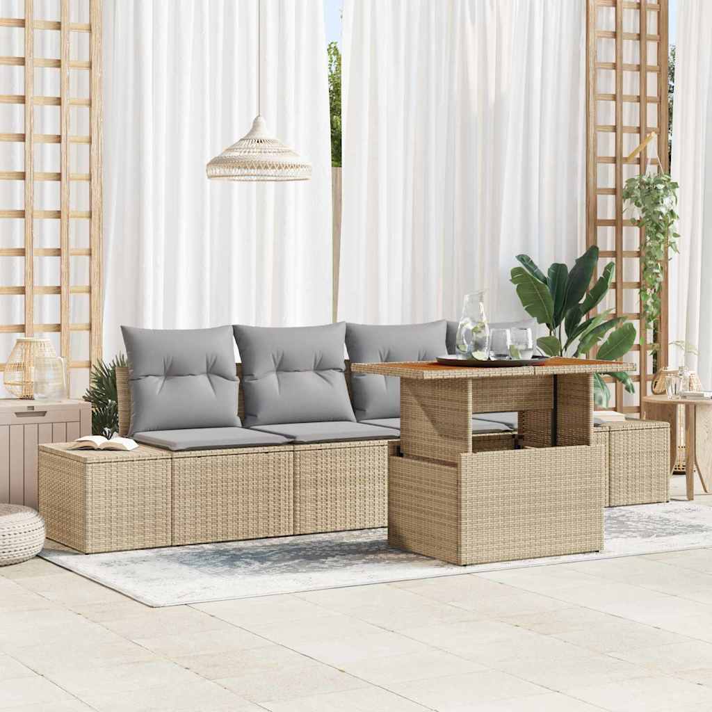 vidaXL Garden Dining Set with Cushions 5 pcs Black and Cream