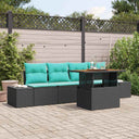 vidaXL Tuin Eettafel Set met kussen 5 pcs Zwart en Blauwgroen