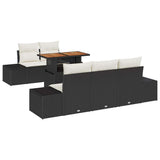 vidaXL Tuin Eettafel Set met kussen 6 pcs Zwart en Crème
