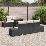 vidaXL Tuin Eettafel Set met kussen 6 pcs Zwart en Crème