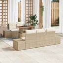 vidaXL Tuin Eettafel Set met kussen 6 pcs Zwart en Crème