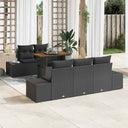 vidaXL Tuin Eettafel Set met kussen 6 pcs Zwart en Crème
