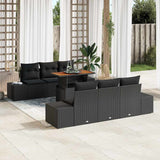 vidaXL Tuin Eettafel Set met kussen 7 pcs Zwart en Crème