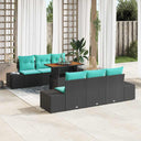 vidaXL Tuin Eettafel Set 7 st 6-Aantal zitplaatsen Zwart en Blauwgroen