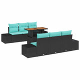 vidaXL Tuin Eettafel Set 7 st 6-Aantal zitplaatsen Zwart en Blauwgroen