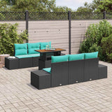 vidaXL Tuin Eettafel Set 7 st 6-Aantal zitplaatsen Zwart en Blauwgroen