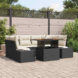 vidaXL Garden Dining Set with Cushions 7 pcs Black and Cream