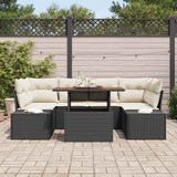 vidaXL Garden Dining Set with Cushions 7 pcs Black and Cream