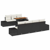 vidaXL Tuin Eettafel Set met kussen 8 pcs Zwart en Crème