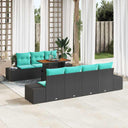 vidaXL Tuin Eettafel Set 8 st 7-Aantal zitplaatsen Zwart en Blauwgroen