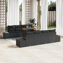 vidaXL Tuin Eettafel Set met kussen 9 pcs Zwart en Crème