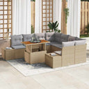 vidaXL Tuin Eettafel Set met kussen 9 pcs Zwart en Crème