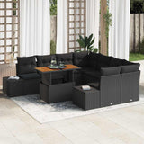 vidaXL Tuin Eettafel Set met kussen 9 pcs Zwart en Crème