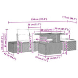 vidaXL Tuin Eettafel Set met kussen 6 pcs Zwart en Crème