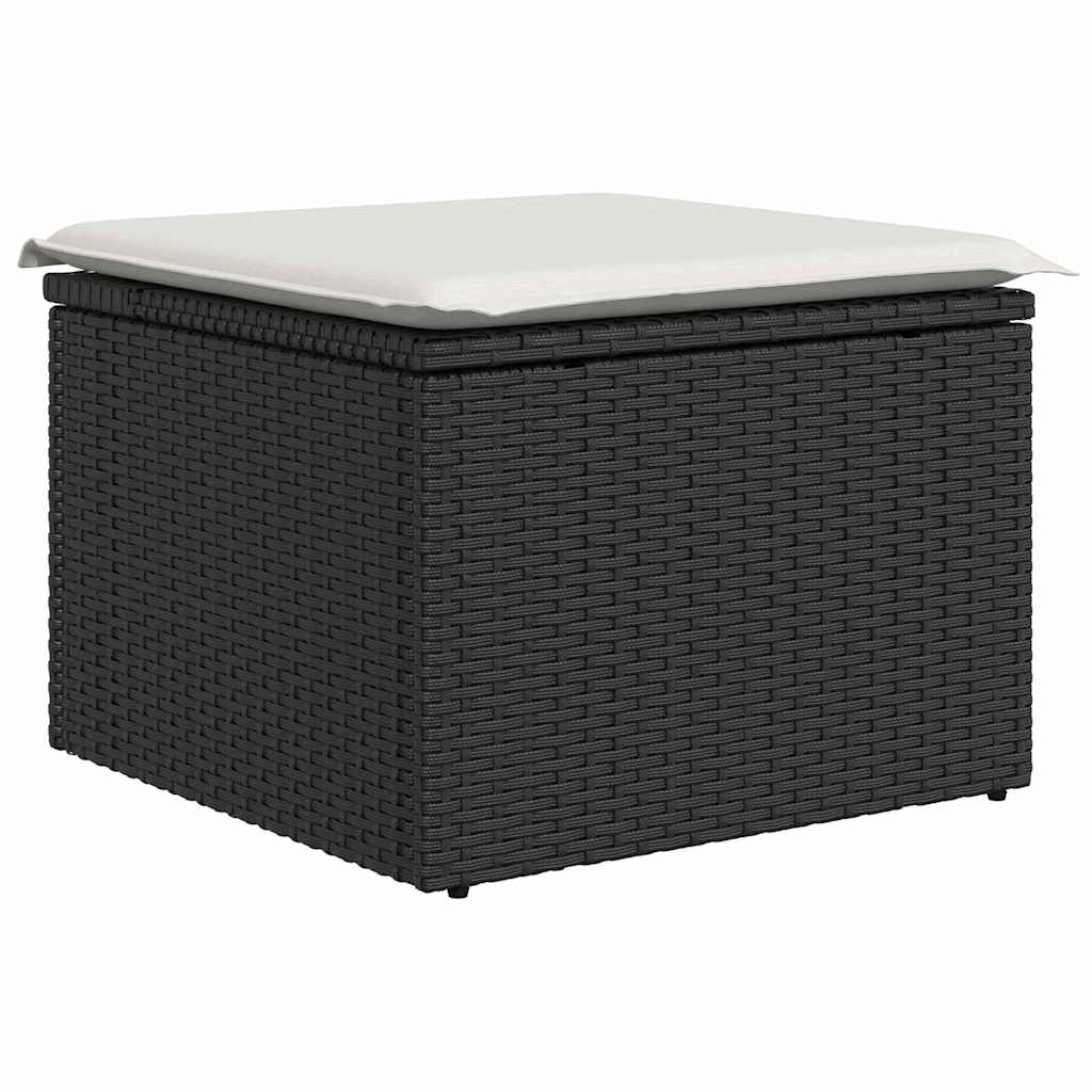 vidaXL Tuin Eettafel Set met kussen 6 pcs Zwart en Crème