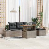 vidaXL Tuin Eettafel Set met kussen 6 pcs Zwart en Crème