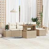 vidaXL Tuin Eettafel Set met kussen 6 pcs Zwart en Crème