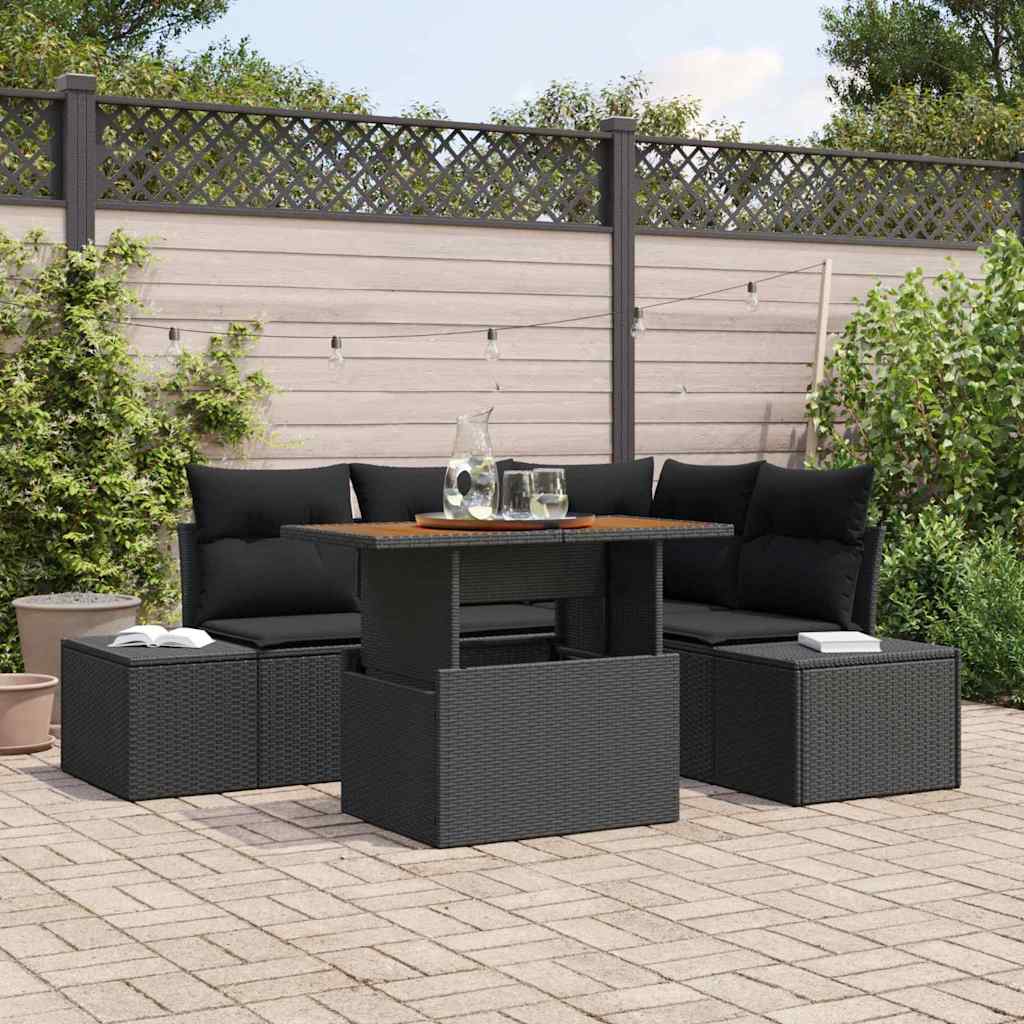 vidaXL Tuinbank Set met kussen met kussen 5 pcs Zwart en Crème