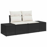 vidaXL Garden Dining Set with Cushions 6 pcs Black and Cream