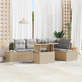 vidaXL Garden Dining Set with Cushions 6 pcs Black and Cream