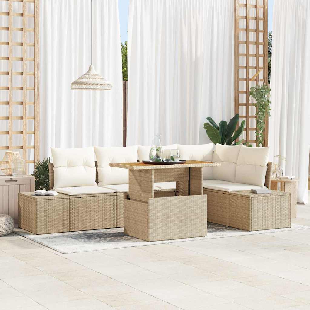 vidaXL Garden Dining Set with Cushions 6 pcs Black and Cream