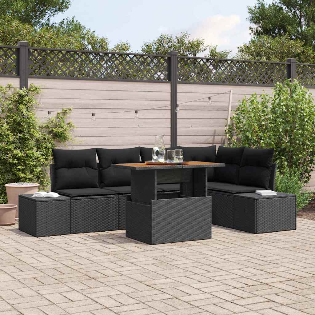 vidaXL Garden Dining Set with Cushions 6 pcs Black and Cream