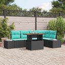 vidaXL Garden Bench Set with Cushion 6 pcs Black and Teal