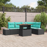 vidaXL Garden Bench Set with Cushion 6 pcs Black and Teal