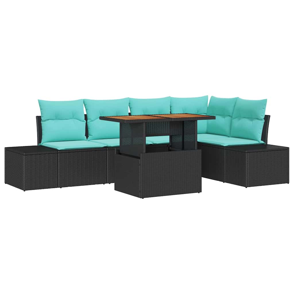 vidaXL Garden Bench Set with Cushion 6 pcs Black and Teal