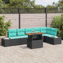 vidaXL Garden Dining Set with Cushions 7 pcs Black and Teal